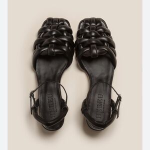 Woven Strap Black Slingback Sandals